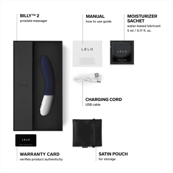 LELO Bily 2 Luxurious Vibrating Prostate Massager - Deep Blue