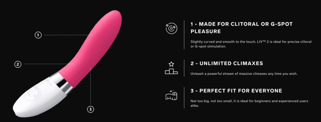 LELO LIV 2 Mid-sized Clitoris & G-spot Vibrator - Highlights