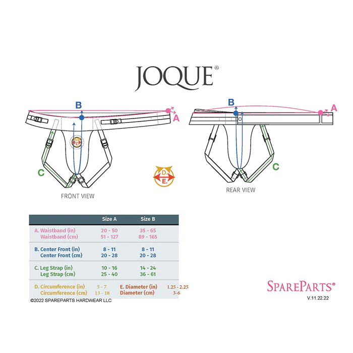 SpareParts Joque Strap-On Harness - Sizing and Fit Information