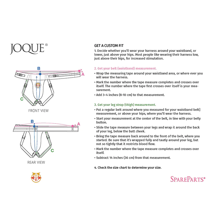 SpareParts Joque Strap-On Harness - Sizing and Fit Information