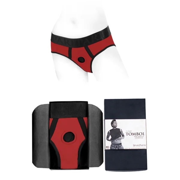 SpareParts Hardwear | Tomboi - Nylon Briefs Harness Red & Black