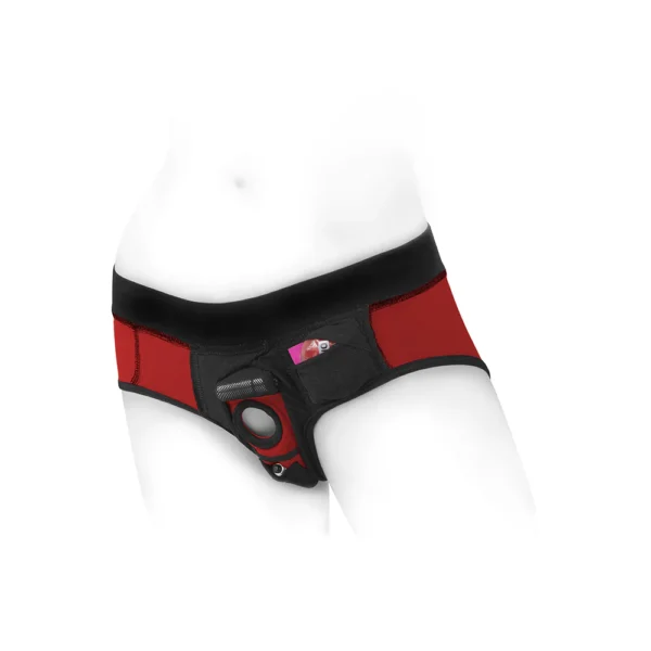 SpareParts Hardwear | Tomboi - Nylon Briefs Harness Red & Black