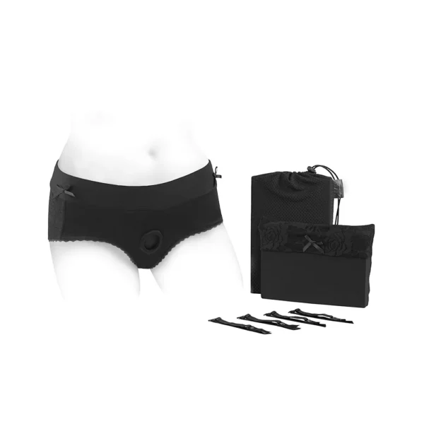 SpareParts Hardwear | Bella Cleavage Booty Short Strap-On Harness - Black