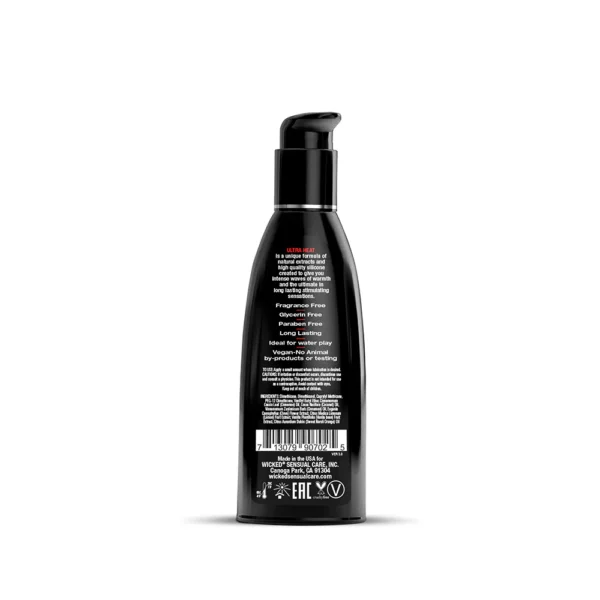 Wicked Ultra Silicone Heat Warming Lubricant 2 oz - Back
