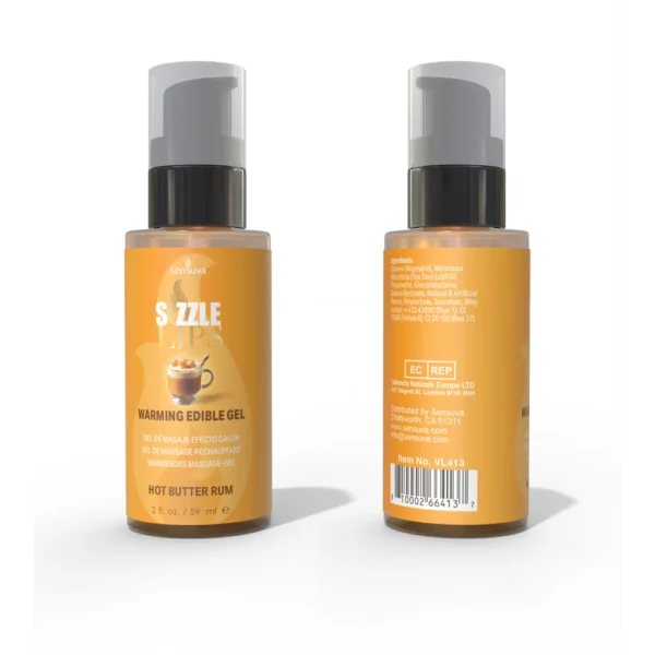 Sensuva Sizzle Lips Butter Rum Edible Warming Massage Gel 2 oz