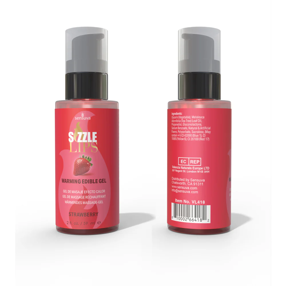 Sensuva Sizzle Lips Strawberry Edible Warming Massage Gel 2 oz