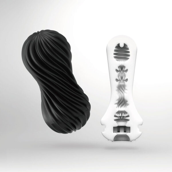 TENGA Flex Vacuum & Spinning Sensations Masturbator - Rocky Black
