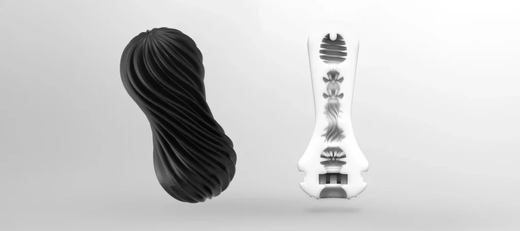 TENGA Flex Vacuum & Spinning Sensations Masturbator - Rocky Black-Texture