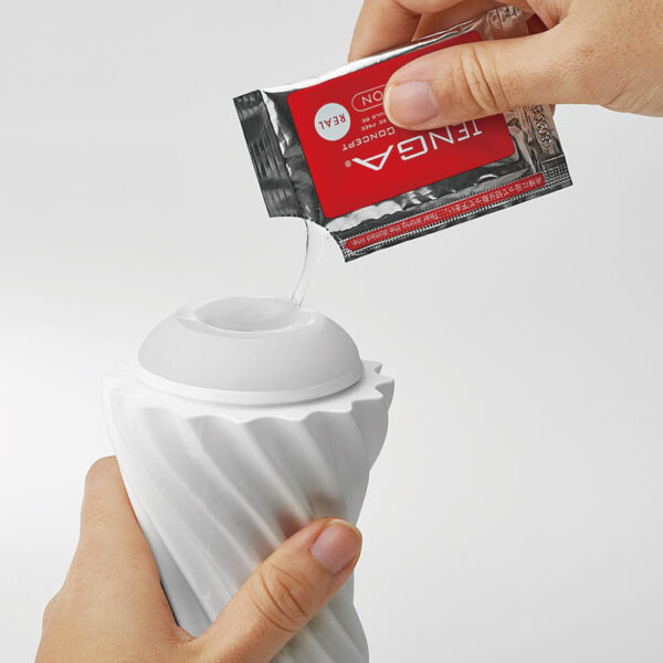 TENGA Flex Vacuum & Spinning Sensations Masturbator - Silky White