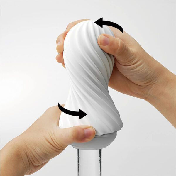 TENGA Flex Vacuum & Spinning Sensations Masturbator - Silky White