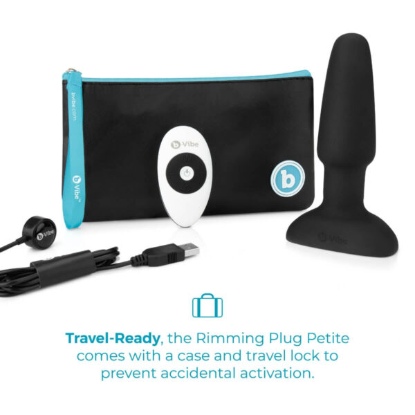 b-Vibe Rimming Plug 2 Rotating and Vibrating Remote Control Butt Plug - Black