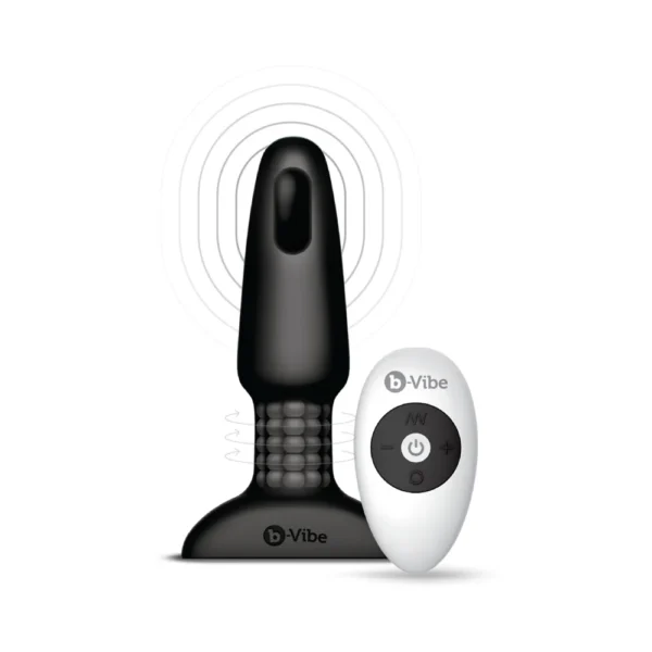 b-Vibe Rimming Plug 2 Rotating and Vibrating Remote Control Butt Plug - Black