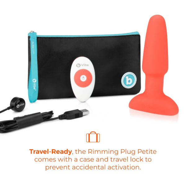 b-Vibe Rimming Plug 2 Rotating and Vibrating Remote Control Butt Plug - Orange