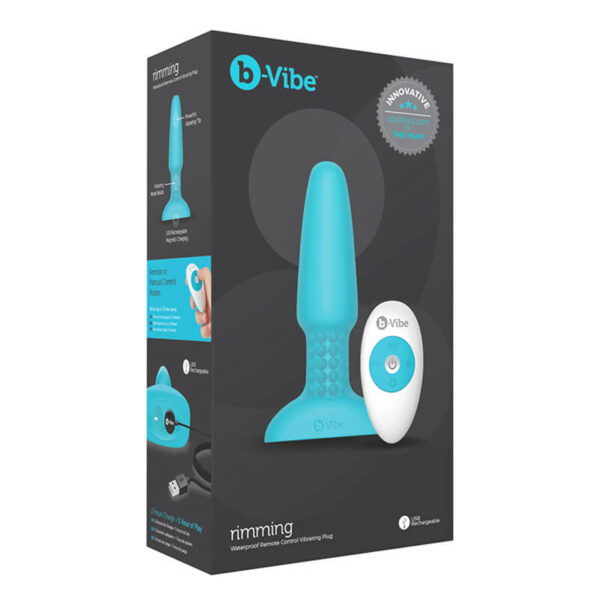 b-Vibe Rimming Plug 2 Rotating and Vibrating Remote Control Butt Plug - Teal