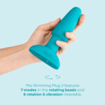 b-Vibe Rimming Plug 2 Rotating and Vibrating Remote Control Butt Plug - Teal