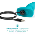 b-Vibe Rimming Plug 2 Rotating and Vibrating Remote Control Butt Plug - Teal