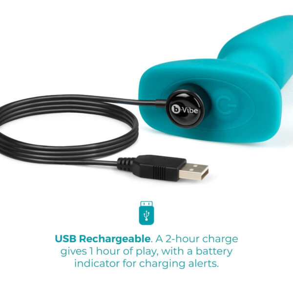 b-Vibe Rimming Plug 2 Rotating and Vibrating Remote Control Butt Plug - Teal