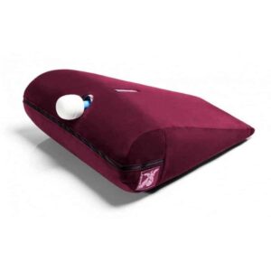 Liberator Axis Wand Toy Mount Sex Pillow with wand inserted - Merlot