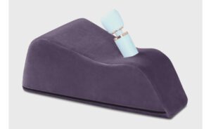 Liberator Wanda Wand Massager Mount Sex Pillow with wand inserted - Plum