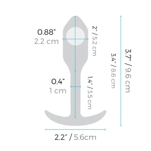 b-Vibe Snug Plug 1 Small Weighted Butt Plug Dimensions