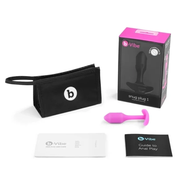 b-Vibe Snug Plug 1 Small Weighted Butt Plug - Fuchsia