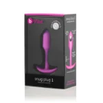 b-Vibe Snug Plug 1 Small Weighted Butt Plug - Fuchsia