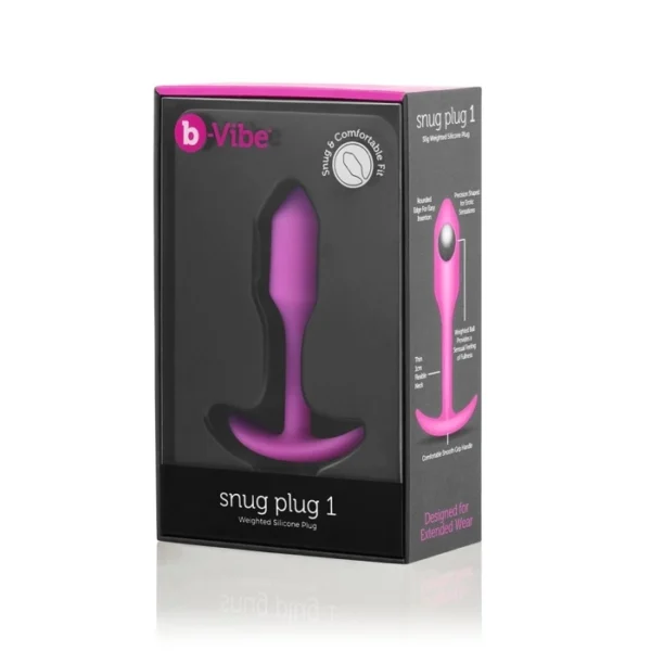 b-Vibe Snug Plug 1 Small Weighted Butt Plug - Fuchsia