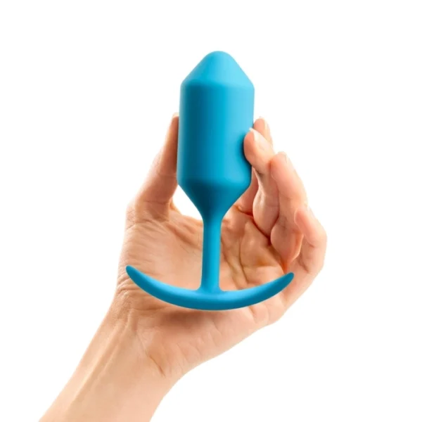 b-Vibe Snug Plug 3 Large Weighted Butt Plug - Teal Blue