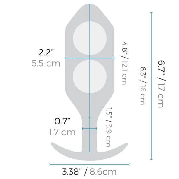 b-Vibe Snug Plug 6 XXXL Weighted Butt Plug Dimensions