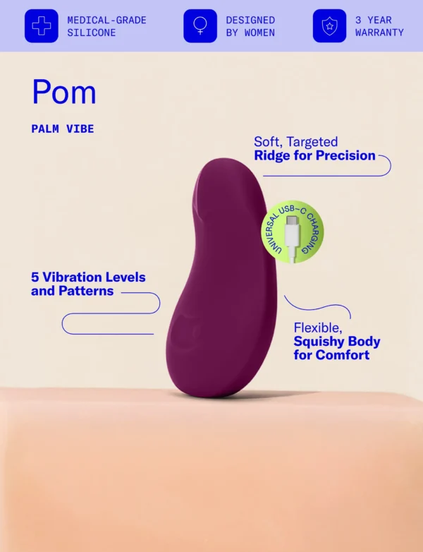Dame | Pom Palm Vibe Flexible Clitoral Vibrator - Plum