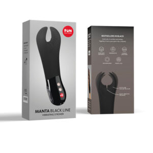 Fun Factory Manta Vibrating Penis Stroker - Black - Packaging