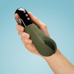 Fun Factory Manta Vibrating Penis Stroker - Moss Green
