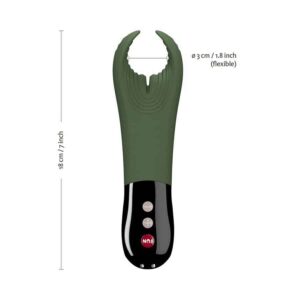 Fun Factory Manta Vibrating Penis Stroker - Moss Green - Dimensions