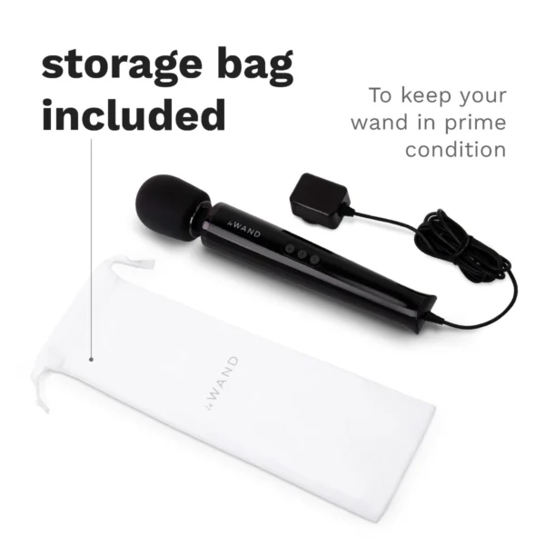 Le Wand Plug-In Vibrating Massager - Black - Storage Bag Included