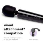 Le Wand Plug-In Vibrating Massager - Black - Wand Attachment Compatible