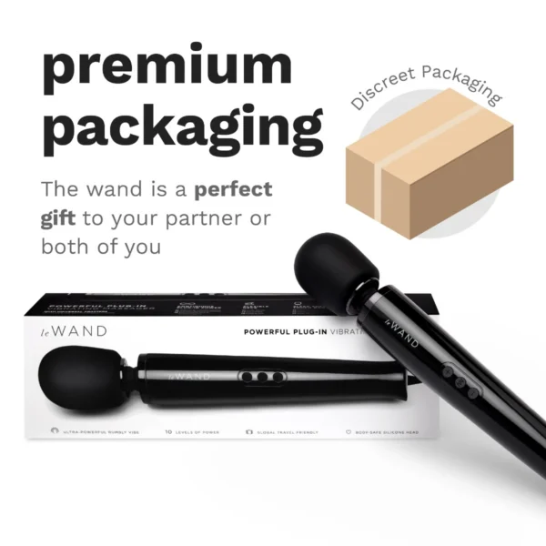 Le Wand Plug-In Vibrating Massager - Black - Premium Packaging