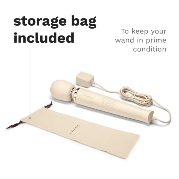 Le Wand Plug-In Vibrating Massager - Cream - Storage bag included