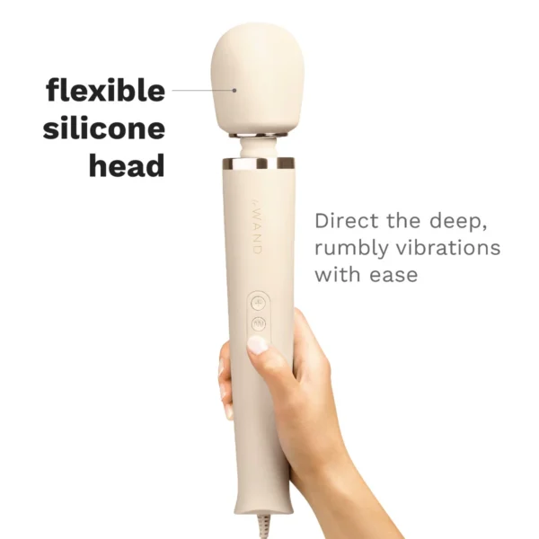 Le Wand Plug-In Vibrating Massager - Cream - Flexible Silicone Head