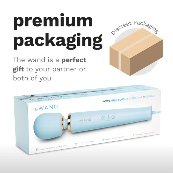 Le Wand Plug-In Vibrating Massager - Sky Blue - Premium Packaging