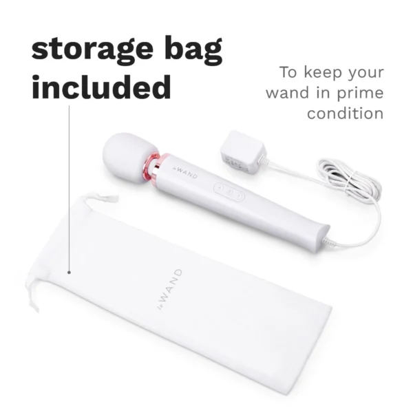 Le Wand Plug-In Vibrating Massager - White - Storage Bag Included
