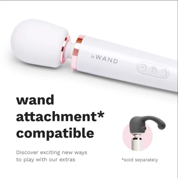 Le Wand Plug-In Vibrating Massager - White - Wand Attachment Compatible