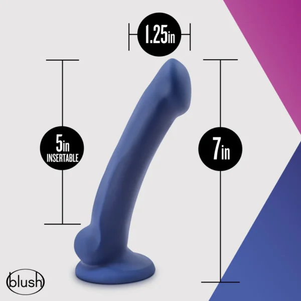 Avant By Blush | Ergo Mini - Artisan 7-inch Thin Dildo with Suction Cup Base - Indigo D10