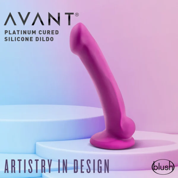 Avant By Blush | Ergo Mini - Artisan 7-inch Thin Dildo with Suction Cup Base - Violet D9