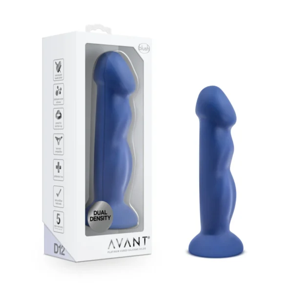 Avant By Blush | Suko - Artisan 8-inch Curved P-Spot & G-Spot Dildo with Suction Cup Base - Indigo D12