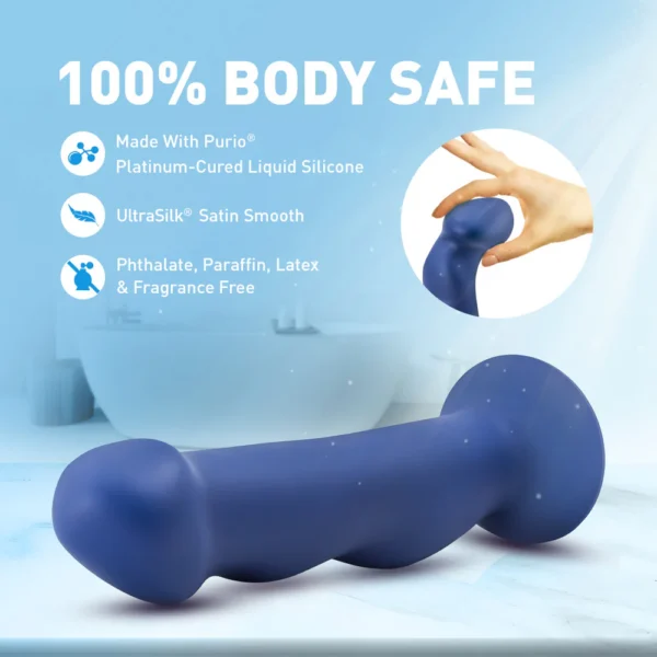 Avant By Blush | Suko - Artisan 8-inch Curved P-Spot & G-Spot Dildo with Suction Cup Base - Indigo D12