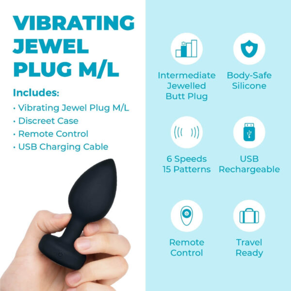 b-vibe vibrating jewel intermediate plug - Black