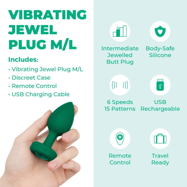 b-vibe vibrating jewel intermediate plug - Emerald