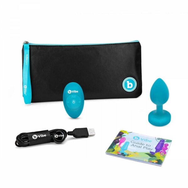 b-vibe vibrating jewel butt plug for beginners - Teal