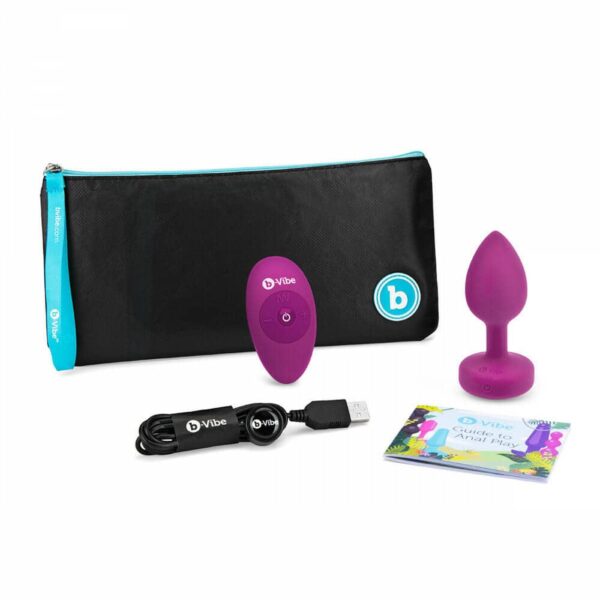 b-vibe vibrating jewel butt plug for beginners - Fuchsia