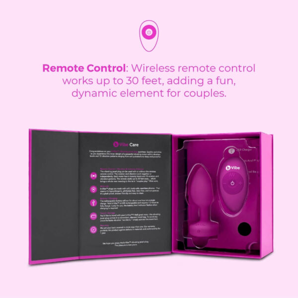 b-vibe vibrating jewel butt plug for beginners - Fuchsia